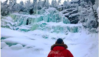 DAY TRIP TO FROZEN WATERFALLS OF KOROUOMA CANYON HIKE FROM ROVANIEMI