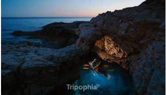 PULA SUNSET/NIGHT TOUR TO BLUE CAVE IN TRANSPARENT KAYAK